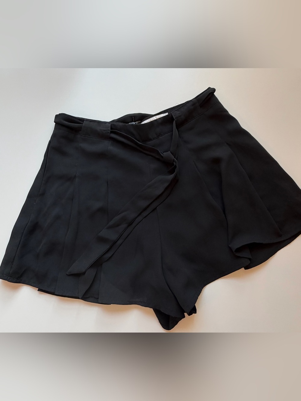Black Wrap-Front Women's Skort with Tie Waist